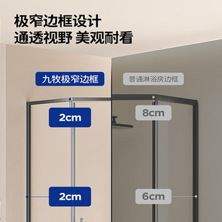 九牧 极窄不锈钢钻石型内外双开门一体式干湿分离淋浴房E17 枪灰型材（内外双开） 【光玻】1000*1100*2000mm