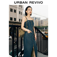 URBAN REVIVO 女士复古吊带牛仔连衣裙 UWV840166