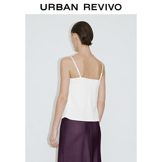 URBAN REVIVO 女士蕾丝花边短款V领吊带衫 UWG240122 本白 XS