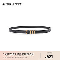 MISS SIXTY2024春季腰带女牛皮革时尚皮带金属扣头可调节高级 金色 115cm