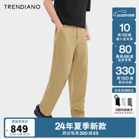 TRENDIANO时尚宽松休闲长裤2024年夏季新款质感耐磨卡其色舒适男 卡其