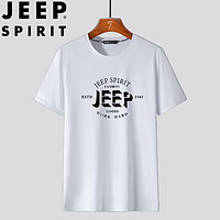JEEP SPIRIT 吉普短袖T恤男士夏季半袖上衣纯棉运动圆领休闲潮流 白色 M