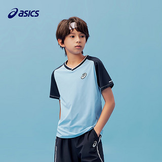 asics/亚瑟士童装2024年夏吸湿速干凉感专业清爽运动短袖T恤 38天蓝色 160cm