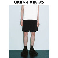 URBAN REVIVO 男士休闲松紧腰抽绳牛仔短裤 UMV840062 正黑 30