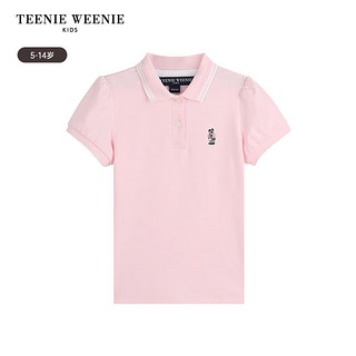 Teenie Weenie Kids小熊童装24夏季女童学院风泡泡袖POLO衫 粉色 120cm