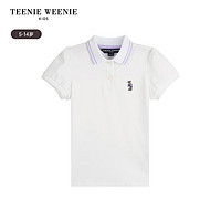 Teenie Weenie Kids小熊童装24夏季女童学院风泡泡袖POLO衫 象牙白 130cm