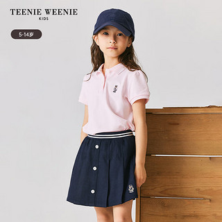 Teenie Weenie Kids小熊童装24夏季女童学院风泡泡袖POLO衫 象牙白 130cm