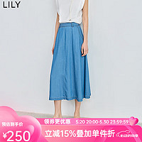 丽丽 LILY2024夏女装复古休闲通勤气质时尚优雅高腰A字牛仔半身裙 419牛仔蓝 M