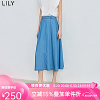 LILY2024夏女装复古休闲通勤气质时尚优雅高腰A字牛仔半身裙 419牛仔蓝 M