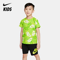 Jordan 耐克小童装男童舒适短袖套装夏季儿童短袖T恤针织短裤2件套  嫩芽绿 90