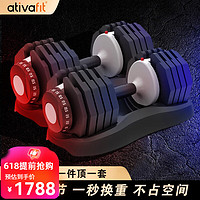 AtivaFit 纯钢哑铃可调节重量男女士练臂肌瘦手臂专业器材家用25kg 黑灰色25kg*2（一对总重100斤）