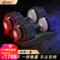 AtivaFit 纯钢哑铃可调节重量男女士练臂肌瘦手臂专业器材家用25kg 黑灰色25kg*2(一对总重100斤)