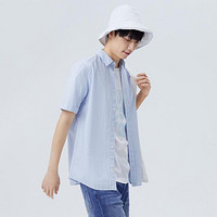 【100%精梳棉】夏季男士Polo领单排扣色织格纹透气衬衫