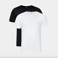 PLUS会员：EMPORIO ARMANI 男士T恤 黑+白两件装 111267 4R722