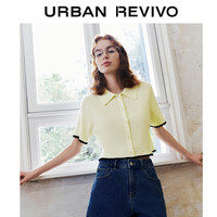 URBAN REVIVO 女士优雅气质花边短袖针织开衫 UWU940111 米白 S