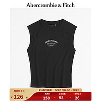 Abercrombie & Fitch 女装 24春夏Logo款纯色百搭背心领T恤 358702-1 黑色 XXS (160/80A)