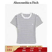 Abercrombie & Fitch 女装 24春夏新款小麋鹿短袖圆领条纹T恤 358085-1 海军蓝条纹 XS (160/84A)