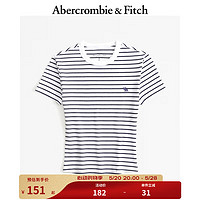 Abercrombie & Fitch 女装 24春夏复古美式风小麋鹿短款修身条纹T恤 KI139-4416 白色条纹 S (165/92A)