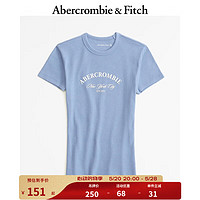 Abercrombie & Fitch 女装 24春夏新款圆领纯色简约时尚百搭短袖T恤 358669-1 蓝色 S (165/92A)