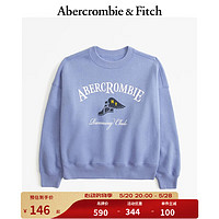 Abercrombie & Fitch 女装 24春新款美式复古时髦休闲logo加绒圆领卫衣 KI152-4065 纯蓝 XS (160/84A)