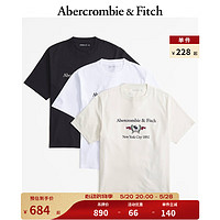 Abercrombie & Fitch 男装女装套装 24春夏3件装小麋鹿重磅短袖T恤 358800-1 多色 XL (180/116A)
