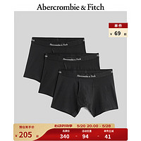 Abercrombie & Fitch 男装套装 3条装美式复古纯色柔软舒适logo四角内裤 355511-1 黑色 L