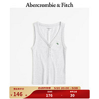 Abercrombie & Fitch 女装 24春夏美式风基本款小麋鹿亨利式辣妹背心358962-1 浅灰色 M