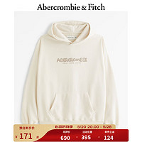 Abercrombie & Fitch 男装女装情侣款 24春新款时尚毛圈布连帽卫衣 356821-1 奶油色 S (175/92A)