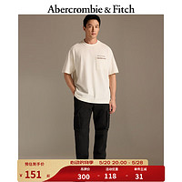 Abercrombie & Fitch 男装女装情侣装 24春夏新款时尚潮流圆领短袖T恤 358797-1 米白色 背面有图案 M (180/100A)