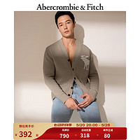 Abercrombie & Fitch 男装 24春美式时尚百搭麋鹿针织毛衣开衫 357135-1 浅棕色 M (180/100A)