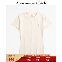 Abercrombie & Fitch 女装 24春夏基本款小麋鹿圆领短袖T恤 358127-1 浅棕色 S (165/92A)尺码偏小选大一码
