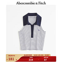Abercrombie & Fitch 女装 24春夏修身美式小麋鹿短款Polo衫 KI139-4419 白色条纹 XS(160/84A)
