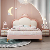 冬升 儿童床1.5米女孩皇冠公主床轻奢现代简约1.35米粉色少女软包床 单床 1.2米*1.9米框架结构床