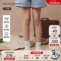 Teenie Weenie Kids小熊童装24夏季女童大口袋刺绣牛仔短裤 牛仔色 110cm