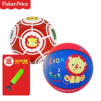 Fisher-Price 兒童玩具紅足球+紅藍籃球