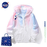 NASA LIKE 官方潮牌渐变色冰丝防晒服夏季薄款透气户外防晒衣宽松男女皮肤衣 粉色 2XL
