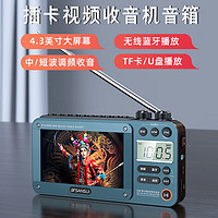 SANSUI 山水 M33收音機老人老年人充電插卡視頻迷你小音箱便攜式隨身聽FM調頻廣播音響藍牙音箱音樂播放器 藍色