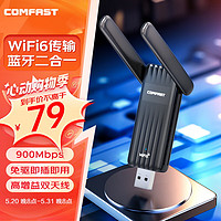COMFAST WiFi6免驱动USB无线网卡蓝牙5.3二合一外置高增益双天线 台式机笔记本电脑WiFi接收发射器 CF-943F
