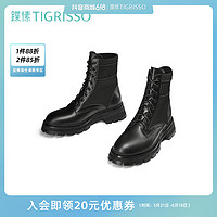 tigrisso 蹀愫 冬季时尚绑带暗黑厚底马丁靴圆头短中靴TA21789-50