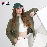 FILA 斐乐 女士运动棉服立领开衫保暖外套休闲上衣面包服欧版 橄榄绿 S