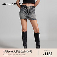 MISS SIXTY【土耳其牛仔】2024夏季牛仔短裙女复古低腰休闲风 黑灰 S
