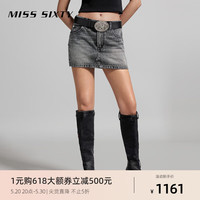MISS SIXTY【土耳其牛仔】2024夏季新款牛仔短裙女复古低腰休闲风 黑灰 XS