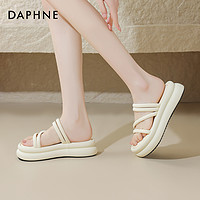 DAPHNE 達芙妮 時裝涼鞋女夏季2024時尚百搭休閑單鞋中跟粗跟鞋子優雅涼鞋