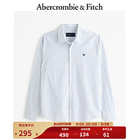 今日必买：Abercrombie & Fitch 美式复古百搭通勤刺绣小麋鹿经典长袖府绸衬衫 330312-1 浅蓝色条纹 M (180/100A)