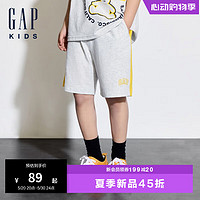 Gap 盖璞 男童2024夏季纯棉logo撞色针织短裤运动休闲儿童装466674 灰色 160cm 亚洲尺码