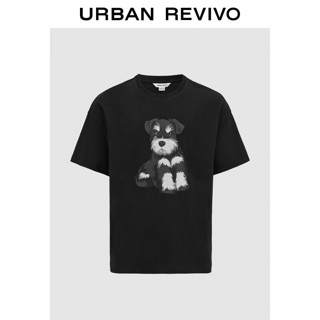 URBAN REVIVO 宠物系列 男士趣味休闲萌宠短袖T恤 UMV440078 正黑 L