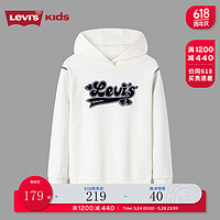 Levi's李维斯童装24春女童连帽卫衣儿童桃心logo休闲上衣 糖果白 150/68(M)