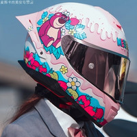 摩托車頭盔女雙鏡大尾翼聯名KT草莓熊四季機車全盔男3C認證
