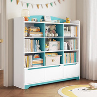 锦需 L306D 落地书柜 提夫尼绿+暖白 四层 120x24x144cm