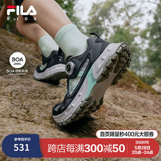 FILA 斐乐 儿童童鞋2024春夏中大童男女童儿童防滑透气户外鞋潮 阴影灰/黑-DB 38码 内长24.0cm